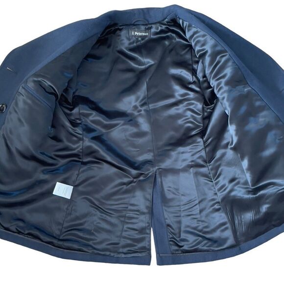J. PETERMAN Navy 💯% Wool Double-Breasted Jacket Size 12 - Picture 2 of 15